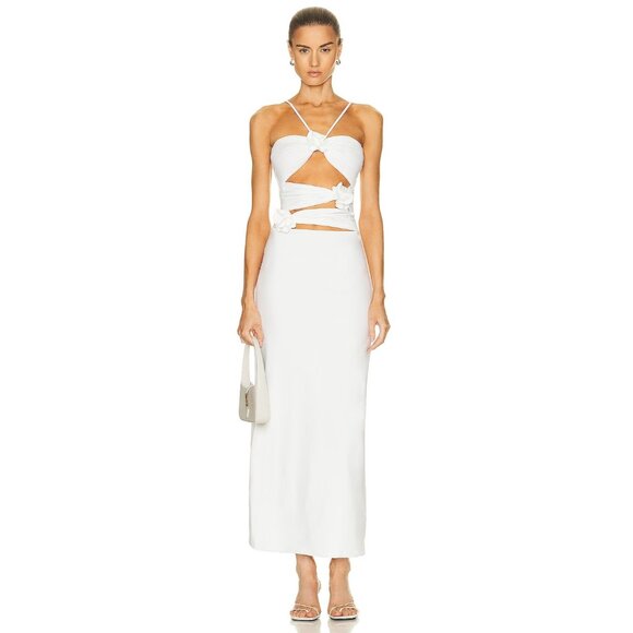 Elegant White Cut-Out Dress - Picture 1 of 6